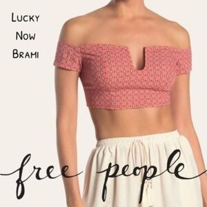 FREE PEOPLE NWT Lucky Now Off-Shoulder V-Neck Brami Crop Top/MD